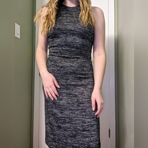 Aritzia Wilfred Free Chrissy Midi Bodycon Dress in Heather Black & Grey - Picture 3 of 5